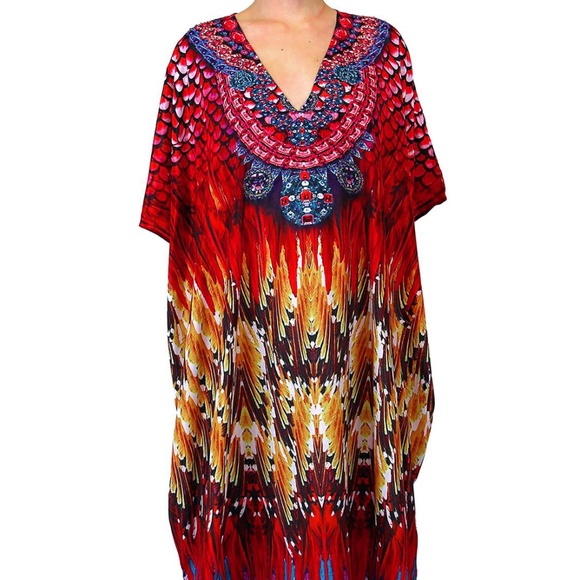 Feather Print Kaftan Sale unto 75% OFF-Kaftan Dresses Online - Picture 4 of 4